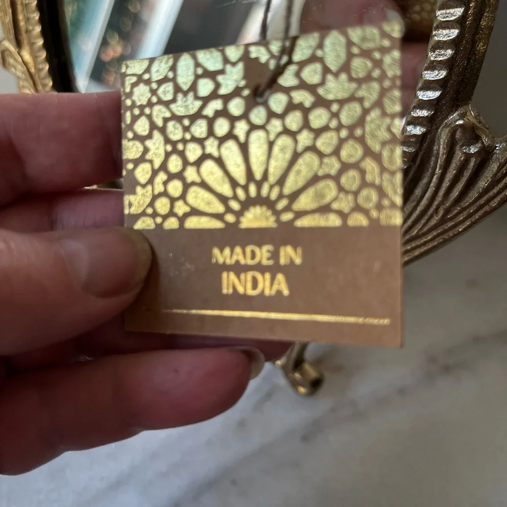 Ornate Gold Oval Mirror metal or brass frame made in India